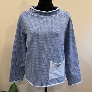 CMC Color Me Cotton Baby French Terry Roll-Neck Top with Button Pocket in Nile